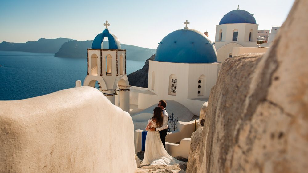 Niebieskie domki Santorini